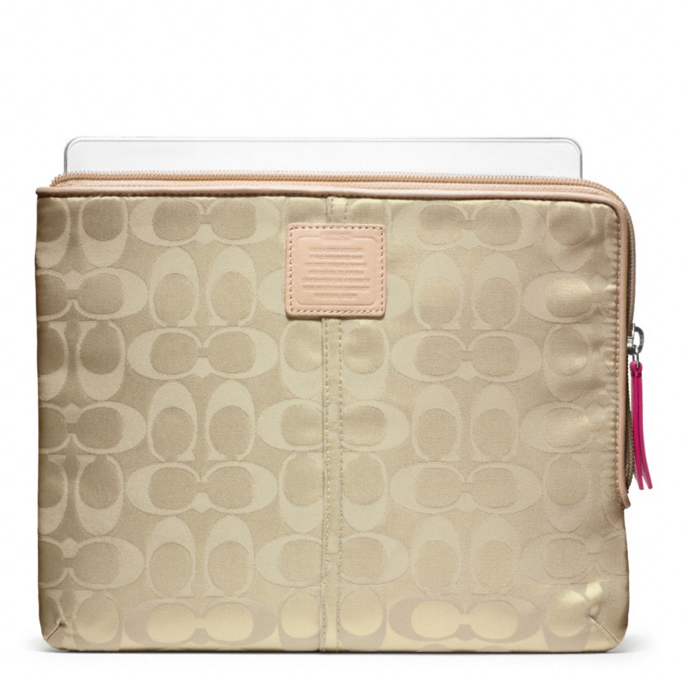 COACH F65856 LEGACY WEEKEND NYLON L-ZIP IPAD SLEEVE SILVER/KHAKI