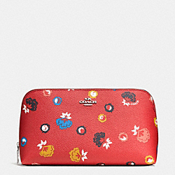 COACH COSMETIC CASE 22 IN WILD PRAIRIE PRINT COATED CANVAS - SILVER/CARMINE WILD PRAIRIE - F65877