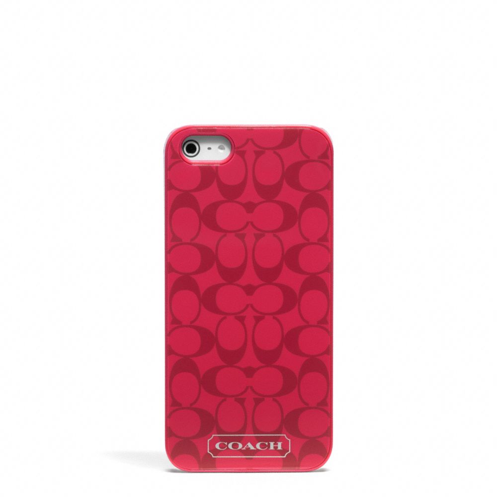 EMBOSSED LIQUID GLOSS IPHONE 5 CASE - BRASS/CORAL RED - COACH F65899