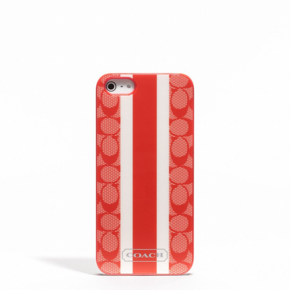 COACH SIGNATURE STRIPE PVC STRIPE IPHONE 5 CASE - VERMILLION/VERMILLION - f65904