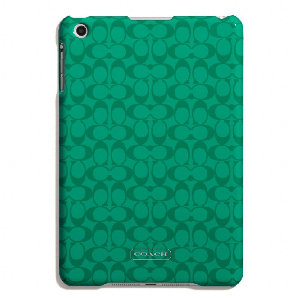 COACH F65946 Embossed Liquid Gloss Molded Mini Ipad Case SILVER/BRIGHT JADE