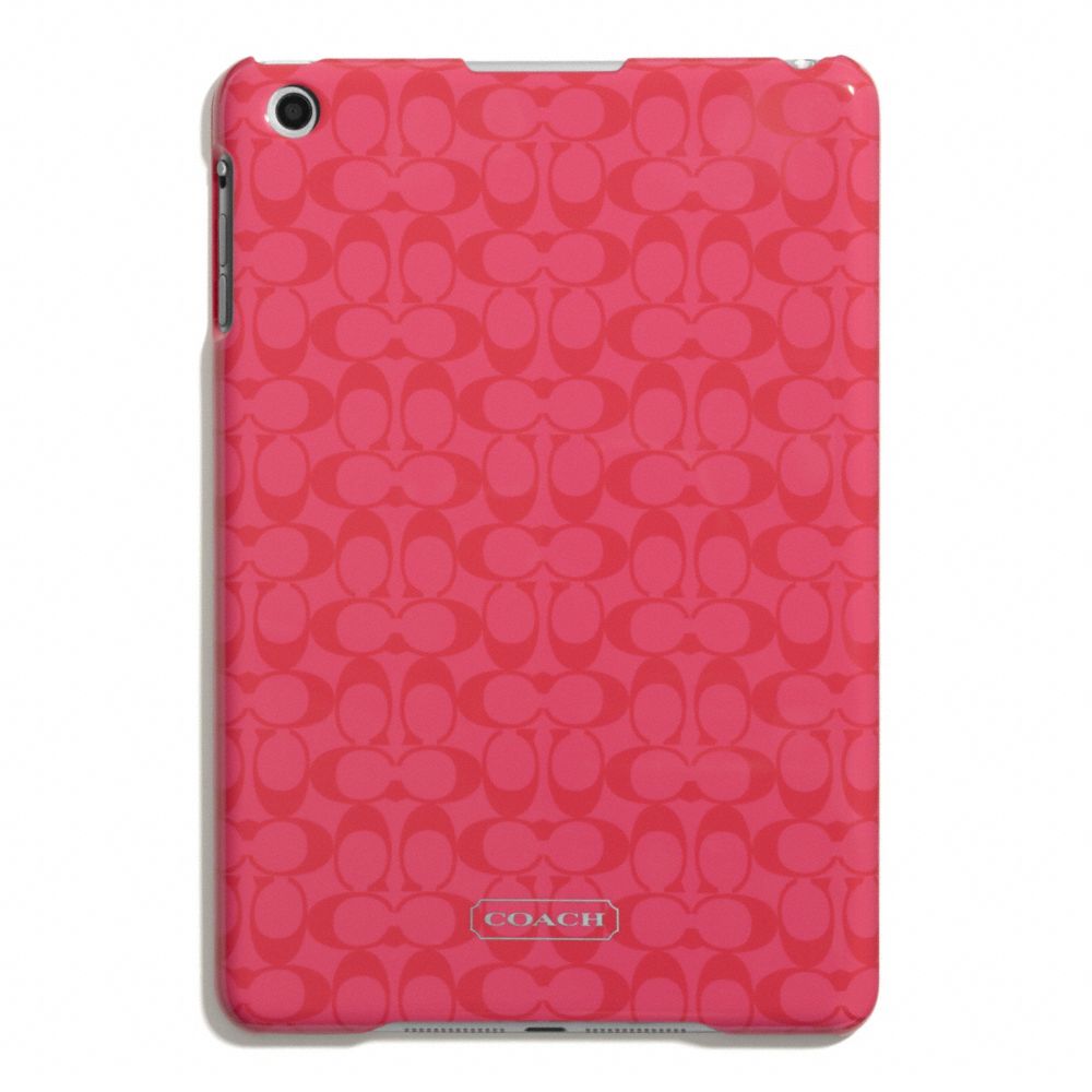 COACH F65946 EMBOSSED LIQUID GLOSS MOLDED MINI IPAD CASE SILVER/CORAL