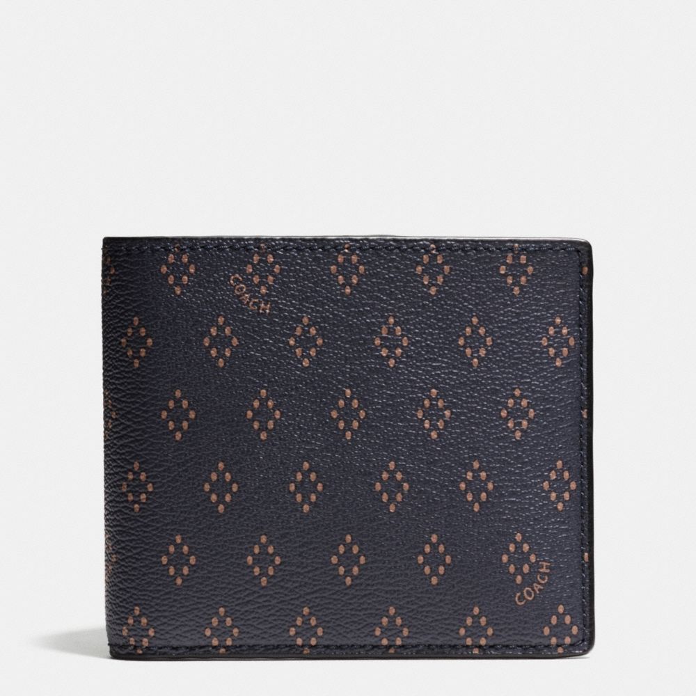 COACH DOUBLE BILLFOLD WALLET IN FOULARD PRINT COATED CANVAS - DIAMOND FOULARD - f65971