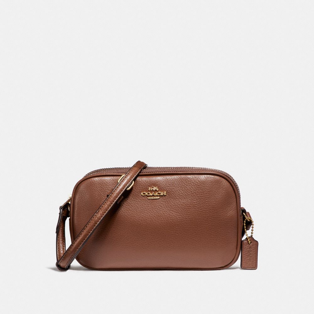CROSSBODY POUCH IN PEBBLE LEATHER - LIGHT GOLD/SADDLE 2 - COACH F65988