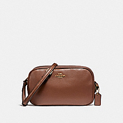 CROSSBODY POUCH IN PEBBLE LEATHER - COACH f65988 - LIGHT GOLD/SADDLE 2