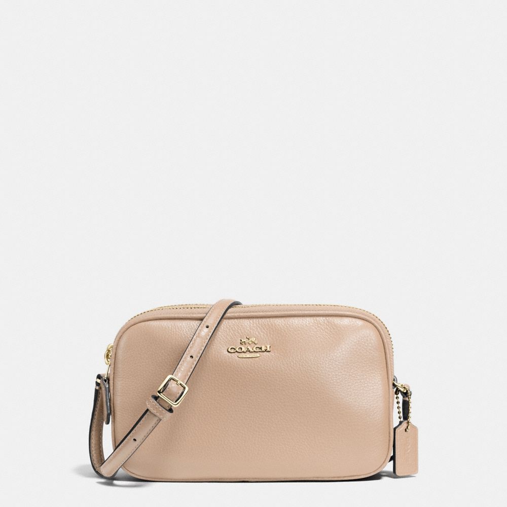 CROSSBODY POUCH IN PEBBLE LEATHER - f65988 - IMITATION GOLD/BEECHWOOD