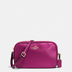 CROSSBODY POUCH IN PEBBLE LEATHER - f65988 - IMITATION GOLD/FUCHSIA