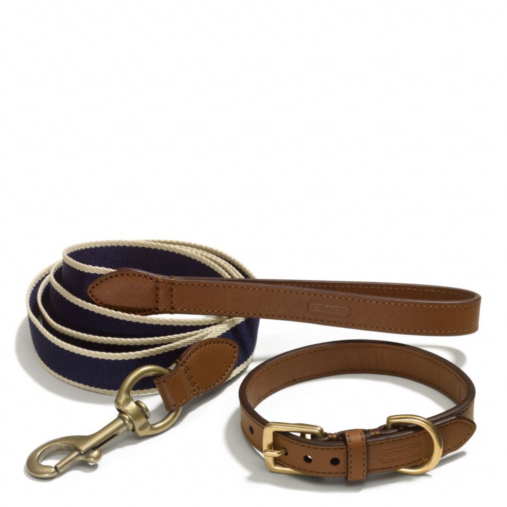 COACH HERITAGE WEB LEATHER DOG LEASH AND COLLAR SET - ONE COLOR - F66034