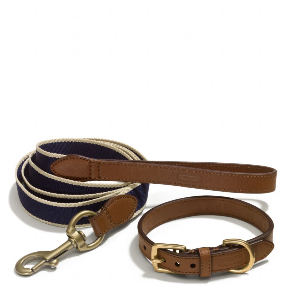 HERITAGE WEB LEATHER DOG LEASH AND COLLAR SET COACH F66034