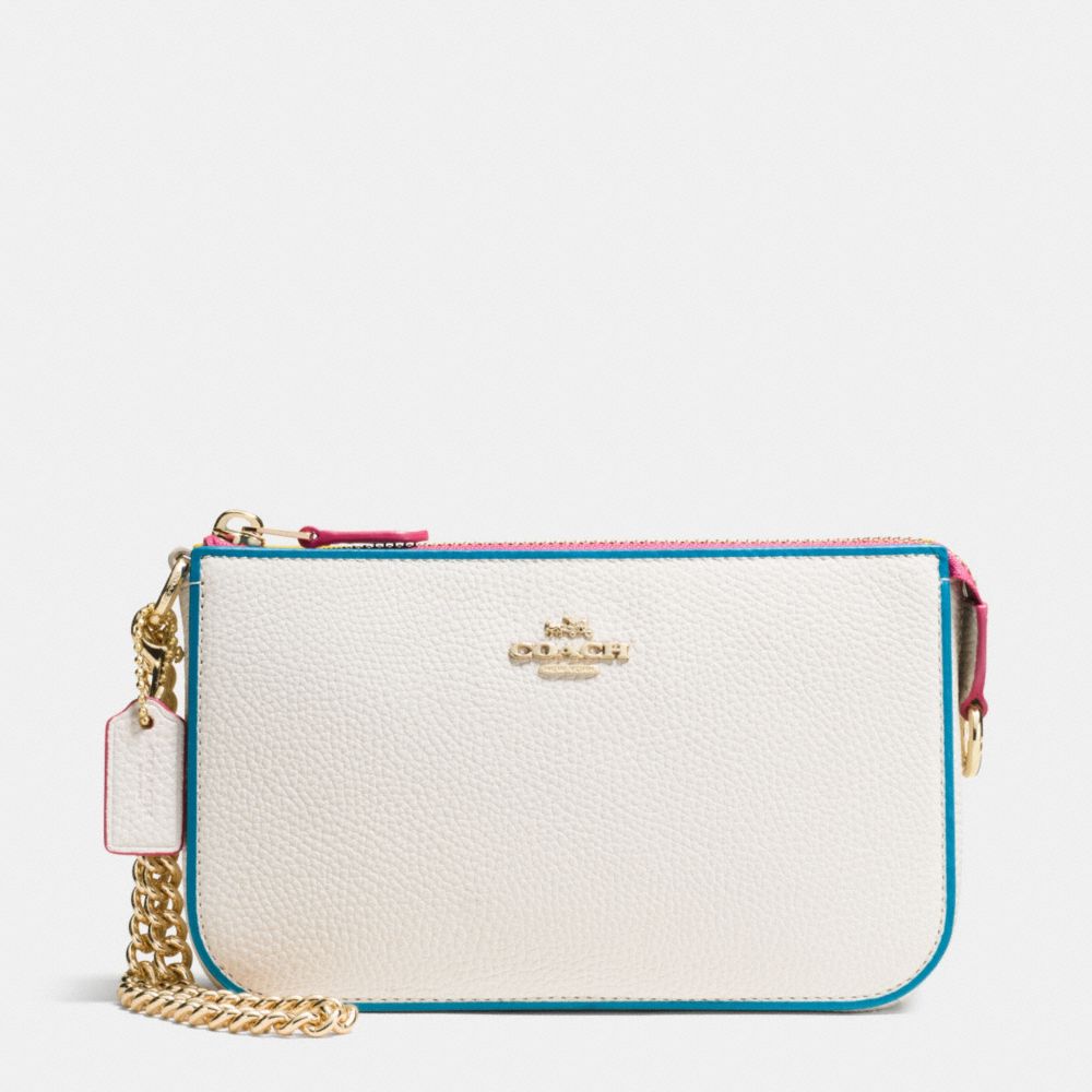 COACH F66078 NOLITA WRISTLET 19 IN EDGESTAIN LEATHER LIGHT-GOLD/CHALK-MULTI