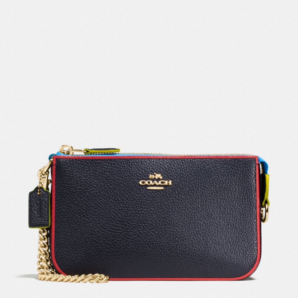 COACH f66078 NOLITA WRISTLET 19 IN EDGESTAIN LEATHER LIGHT GOLD/NAVY MULTI