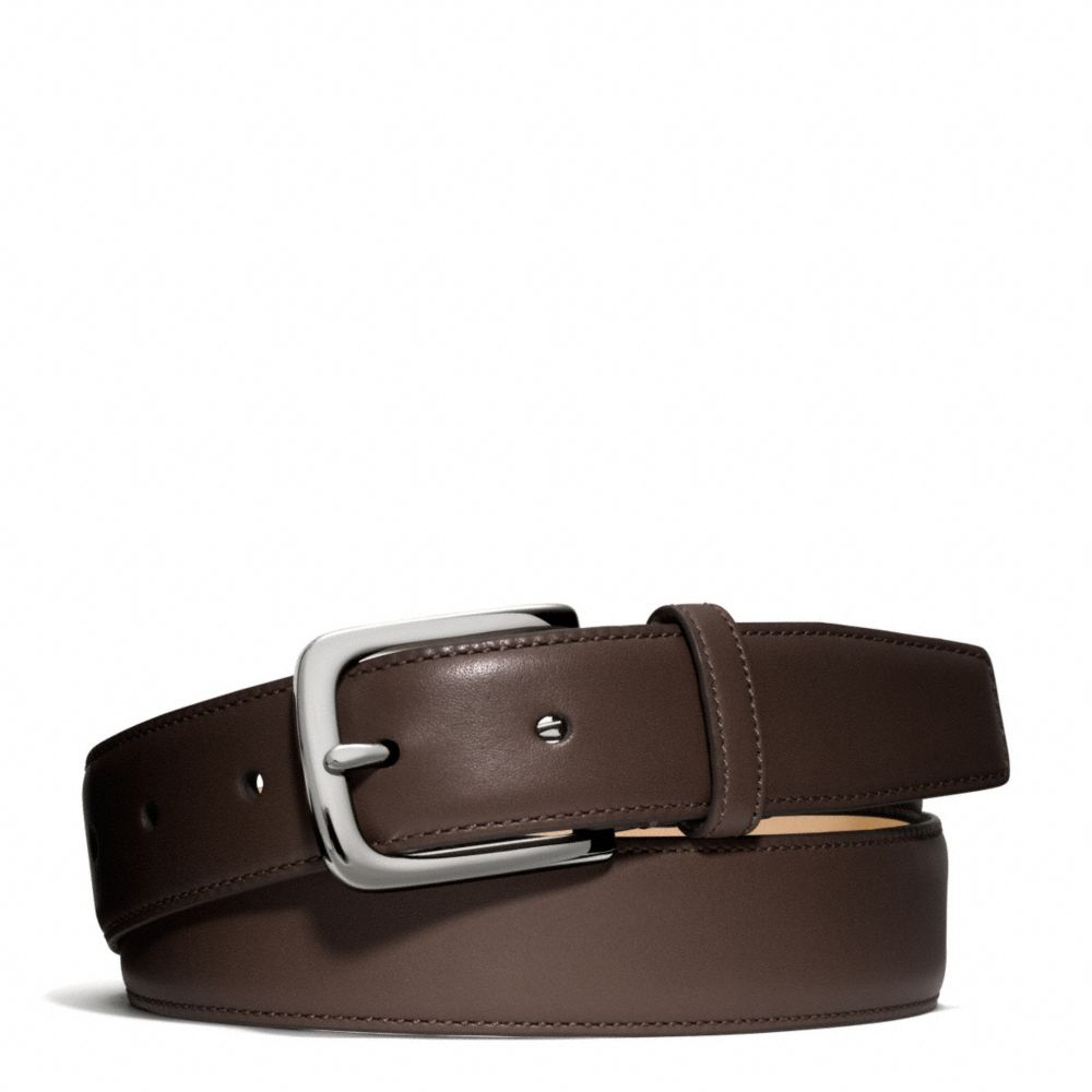 HERITAGE SMOOTH LEATHER DRESS BELT - SILVER/MAHOGANY - COACH F66100