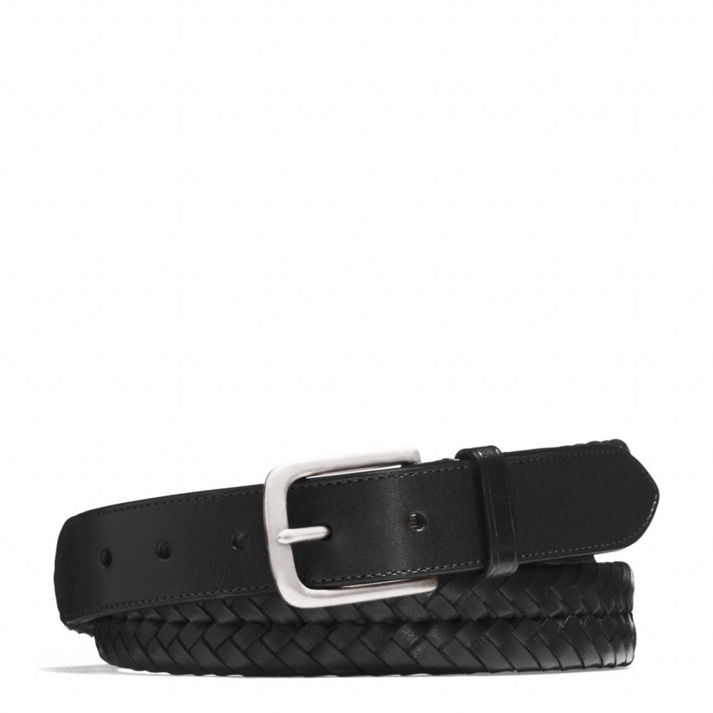 COACH F66104 - HERITAGE BRAIDED LEATHER BELT - SILVER/BLACK | COACH MEN