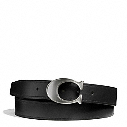 COACH F66108 - LOGO C BUCKLE SMOOTH LEATHER CUT TO SIZE REVERSIBLE BELT SILVER/BLACK/MAHOGANY