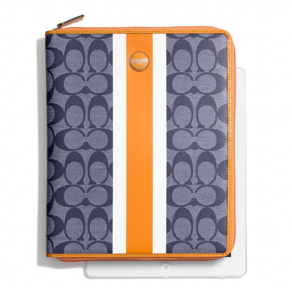 COACH F66129 SIGNATURE STRIPE PVC STRIPE ZIP IPAD CASE ONE-COLOR