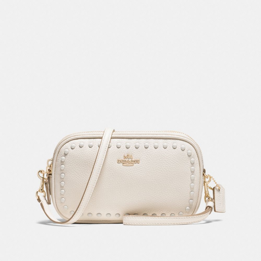 COACH F66154 - SADIE CROSSBODY CLUTCH WITH LACQUER RIVETS LI/CHALK