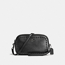 COACH CROSSBODY CLUTCH WITH LACQUER RIVETS - BLACK/BLACK ANTIQUE NICKEL - F66154