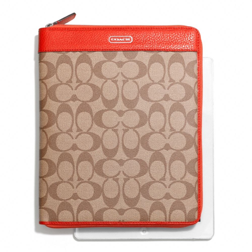 PARK SIGNATURE PVC ZIP IPAD CASE - f66161 - SILVER/KHAKI/VERMILLION