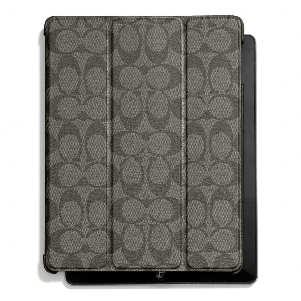 COACH f66167 HERITAGE STRIPE MOLDED IPAD CASE SILVER/GREY/CHARCOAL