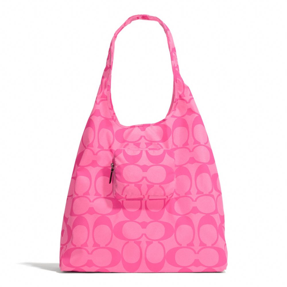 COACH PARK SIGNATURE FOLDING TOTE - HOT PINK - f66180