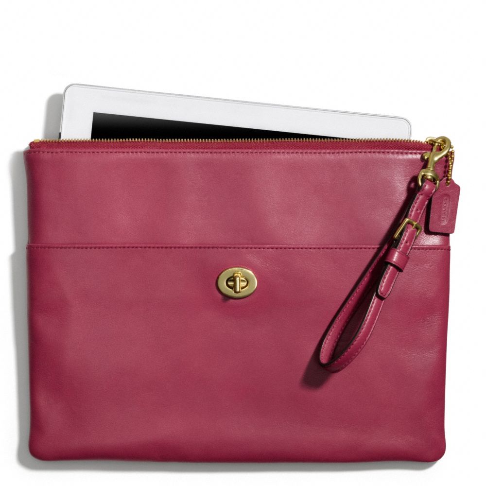 COACH LEATHER IPAD CLUTCH - ONE COLOR - F66203