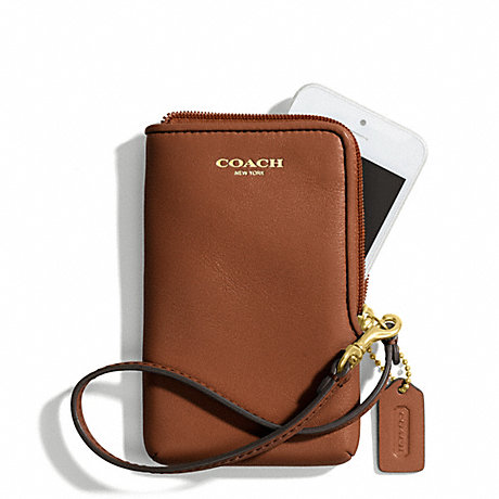 COACH f66213 NORTH/SOUTH UNIVERSAL CASE IN LEATHER  BRASS/COGNAC