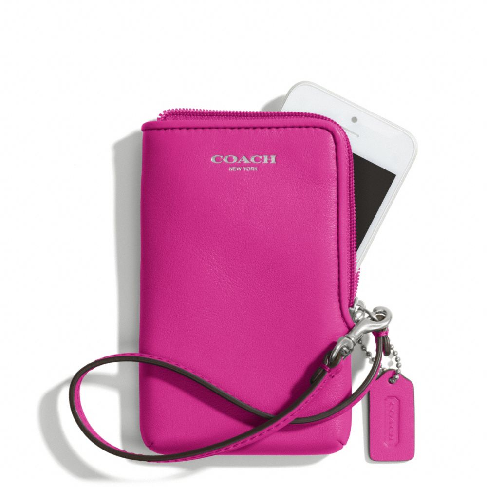 LEATHER NORTH/SOUTH UNIVERSAL CASE - SILVER/BRIGHT MAGENTA - COACH F66213