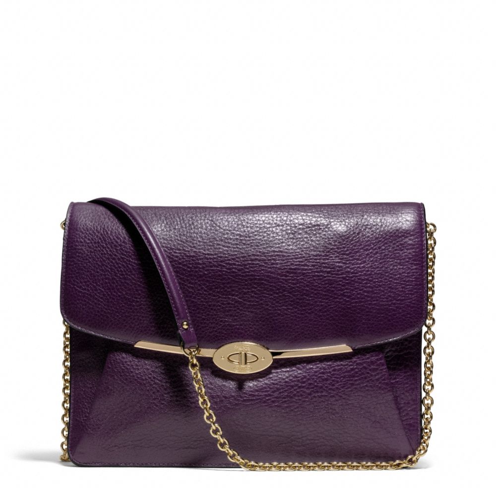 COACH MADISON LEATHER IPAD CROSSBODY - LIGHT GOLD/BLACK VIOLET - f66215