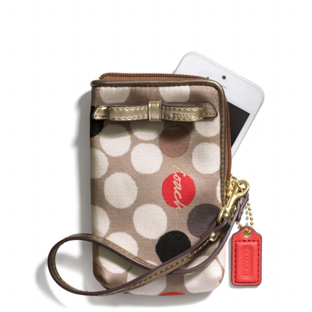 COACH f66248 POPPY WATERCOLOR DOT PRINT NORTH/SOUTH UNIVERSAL CASE 