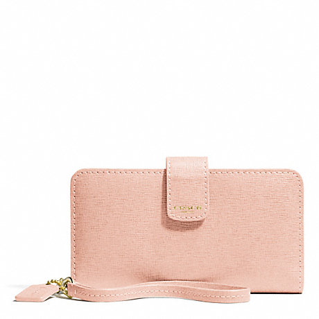 COACH F66265 SAFFIANO LEATHER PHONE WALLET LIGHT-GOLD/PEACH-ROSE