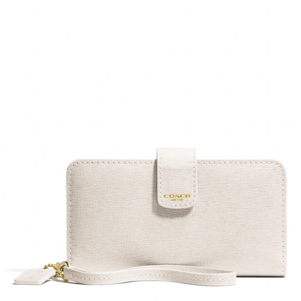 COACH f66265 SAFFIANO LEATHER PHONE WALLET LIGHT GOLD/PARCHMENT