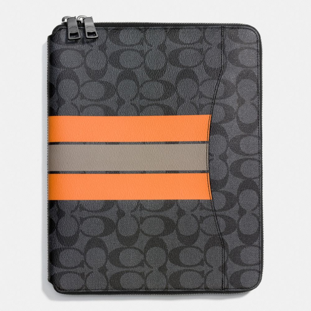 COACH TECH CASE IN VARSITY SIGNATURE - CHARCOAL/ORANGE - F66311