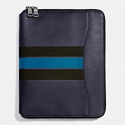 TECH CASE IN VARSITY LEATHER - f66312 - MIDNIGHT NAVY