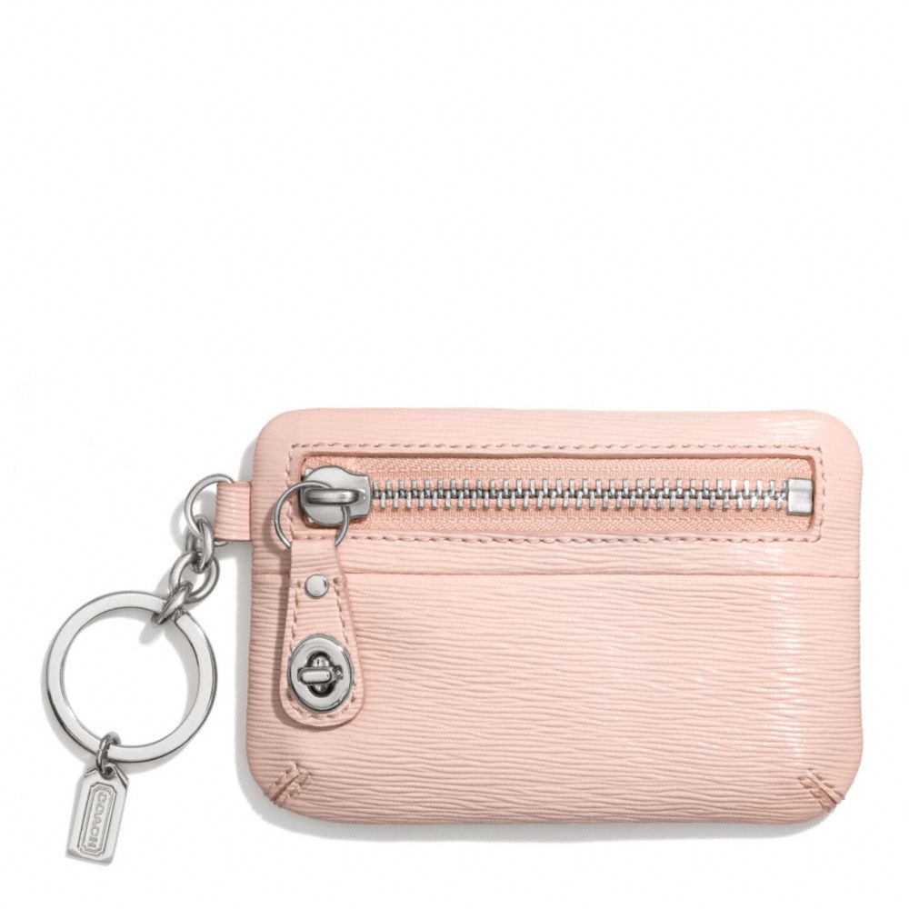 TEXTURED PATENT POUCH KEY RING - f66328 - F66328SVBT3