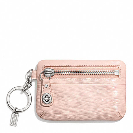 COACH F66328 TEXTURED PATENT POUCH KEY RING ONE-COLOR
