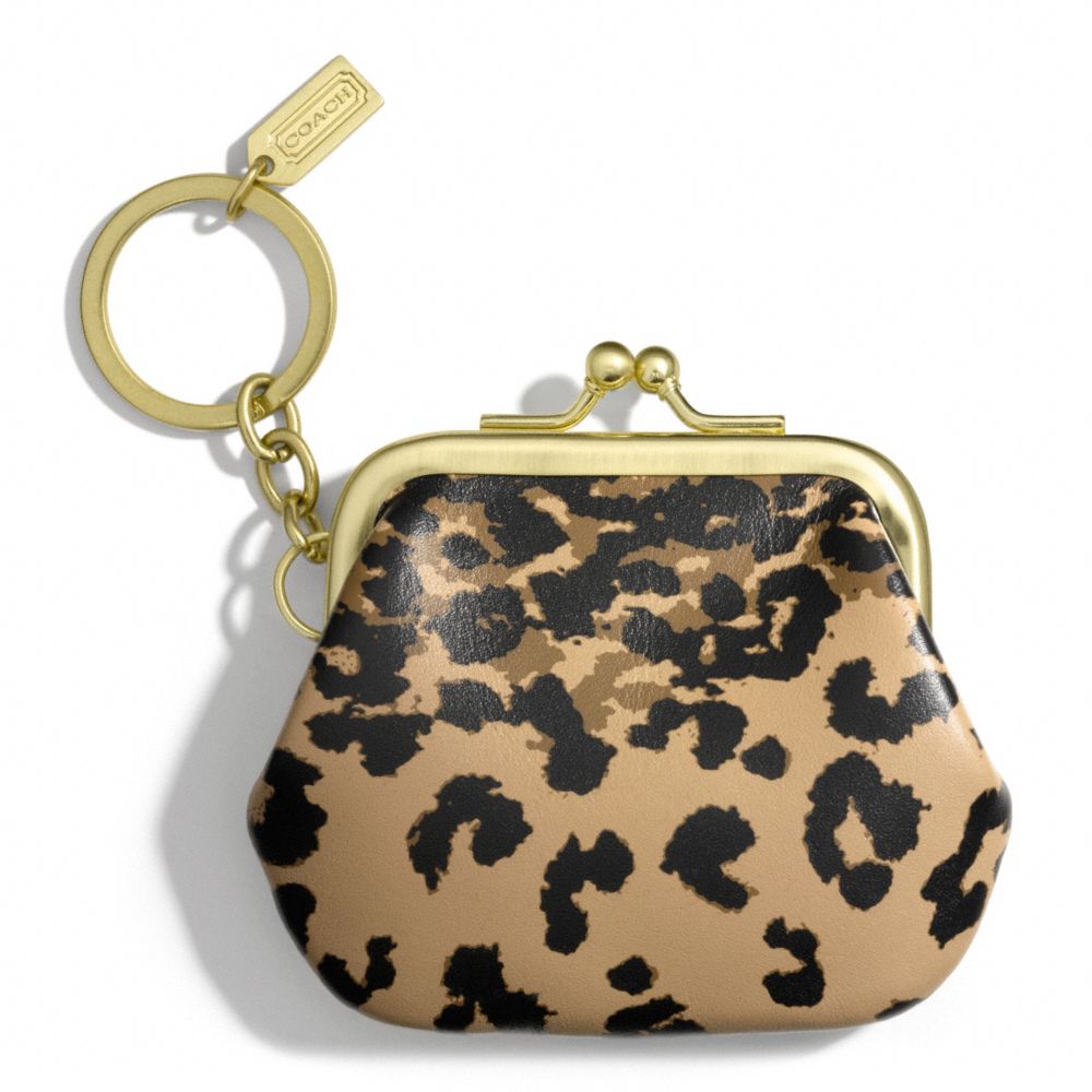 COACH MADISON OCELOT FRAME POUCH KEY RING - ONE COLOR - F66333