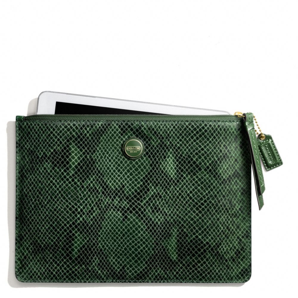 COACH SIGNATURE STRIPE EMBOSSED SNAKE MEDIUM TECH POUCH - ONE COLOR - F66413