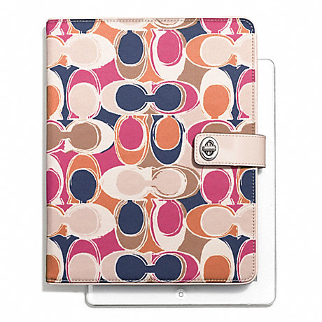 COACH F66478 PARK HAND DRAWN SCARF PRINT TURNLOCK IPAD CASE ONE-COLOR