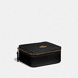 JEWELRY BOX IN CROSSGRAIN LEATHER - IMITATION GOLD/BLACK - COACH F66502