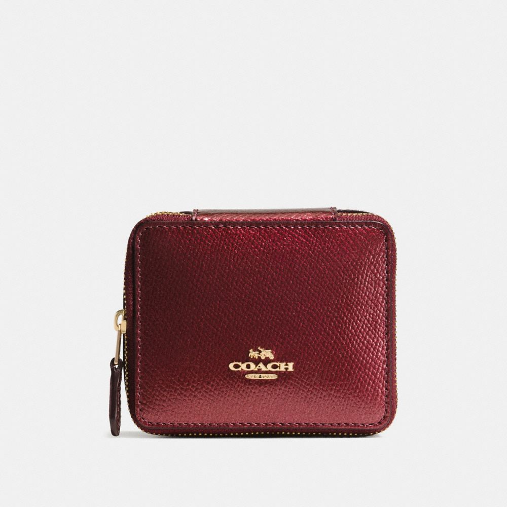 COACH JEWELRY BOX IN CROSSGRAIN LEATHER - IMITATION GOLD/METALLIC CHERRY - f66502