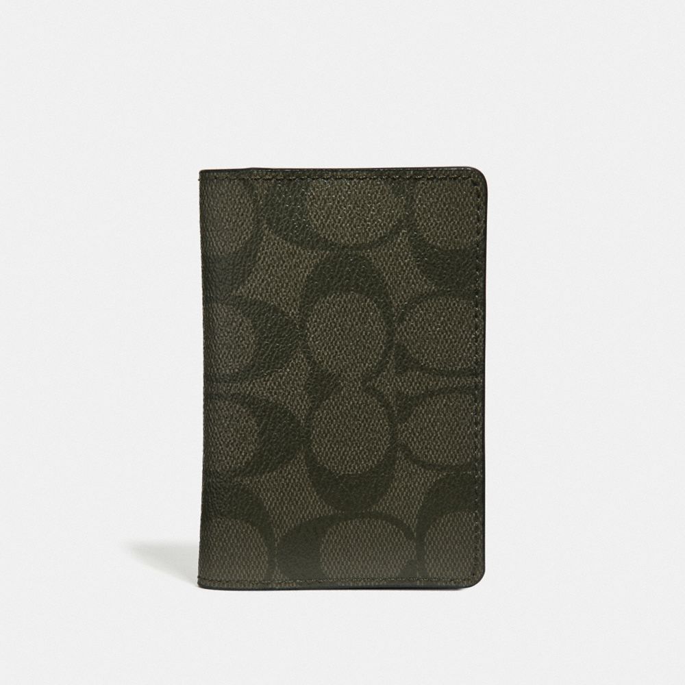 COACH F66549 - CARD WALLET IN SIGNATURE CANVAS - SURPLUS/BLACK ANTIQUE ...