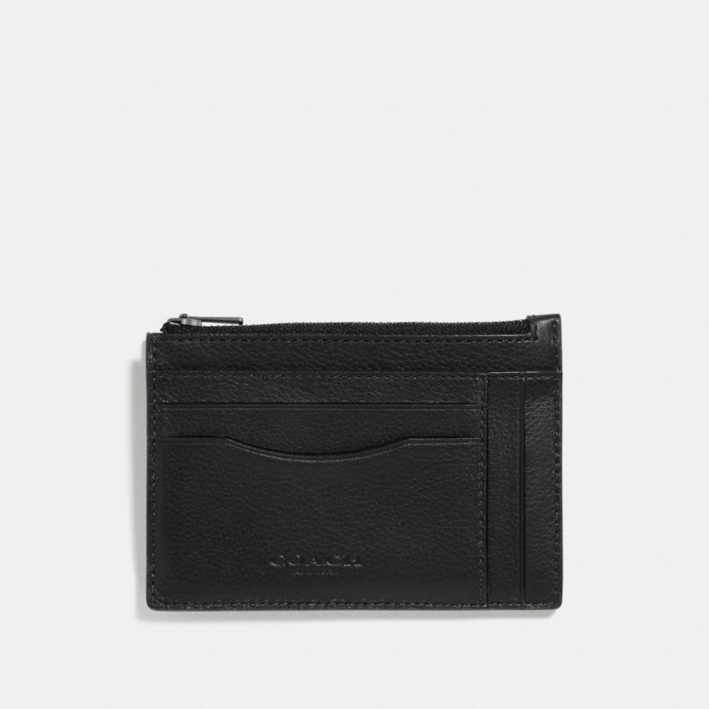 COACH MULTIWAY ZIP CARD CASE - BLACK/BLACK ANTIQUE NICKEL - F66550