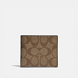 COACH F66551 - ID BILLFOLD WALLET IN SIGNATURE CANVAS TAN/BLACK ANTIQUE NICKEL