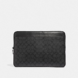 COACH F66552 - LAPTOP CASE IN SIGNATURE CANVAS BLACK/BLACK/OXBLOOD