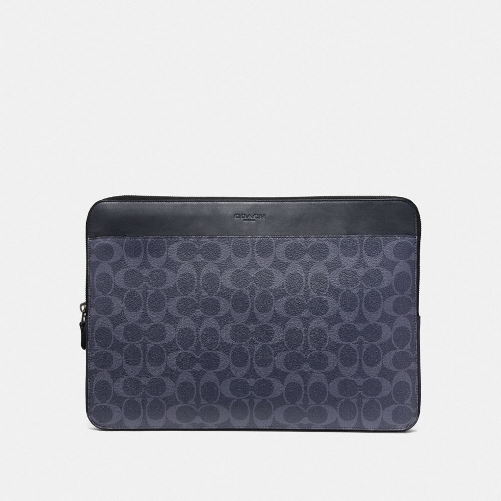 COACH F66553 LAPTOP CASE IN SIGNATURE CANVAS DENIM/BLACK-ANTIQUE-NICKEL