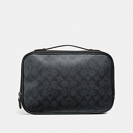 COACH F66554 MULTIFUNCTION POUCH IN SIGNATURE CANVAS BLACK/BLACK/OXBLOOD