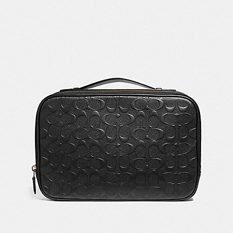 COACH MULTIFUNCTION POUCH IN SIGNATURE LEATHER - BLACK/BLACK ANTIQUE NICKEL - F66555