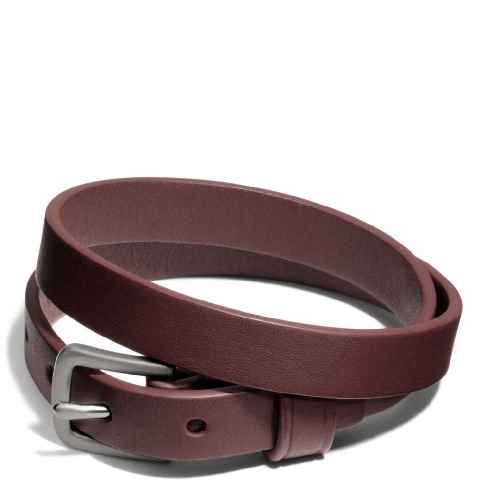 COACH F66578 Camden Leather Bracelet SILVER/DARK RED