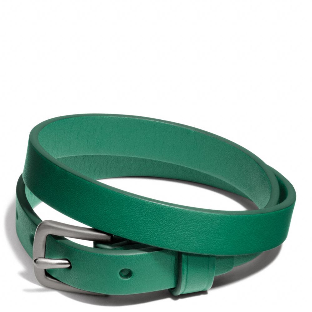 COACH F66578 - CAMDEN LEATHER BRACELET SILVER/EMERALD