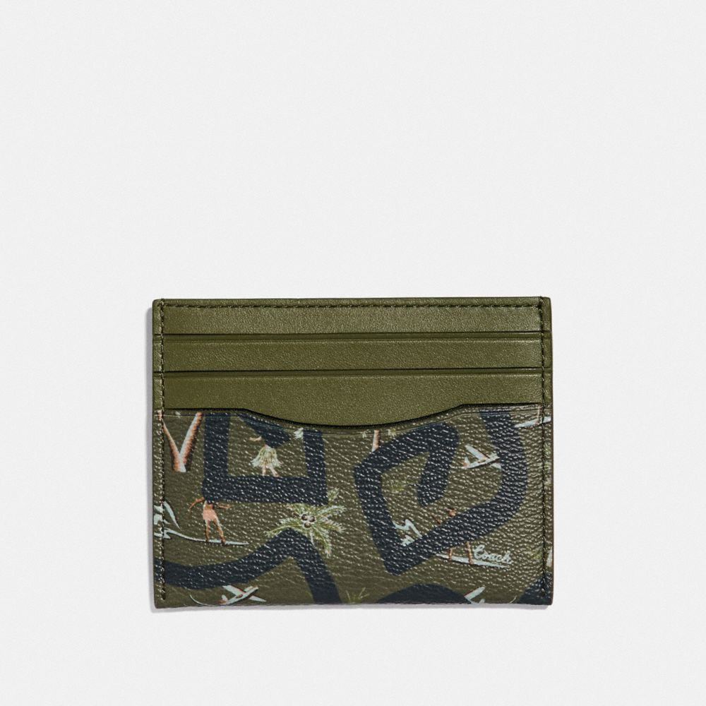 KEITH HARING SLIM ID CARD CASE WITH HULA DANCE PRINT - SURPLUS MULTI/BLACK ANTIQUE NICKEL - COACH F66579